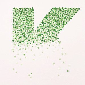 Motiv utført i pointillisme, bokstaven K.