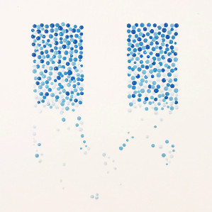 Motiv utført i pointillisme, bokstaven U.