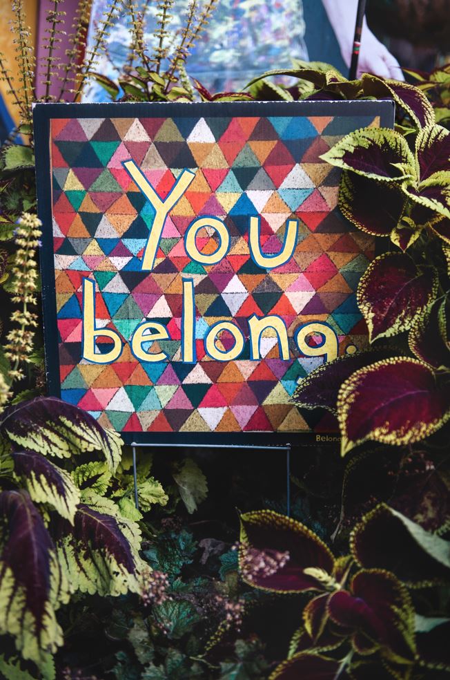 Sign with the text "you belong".