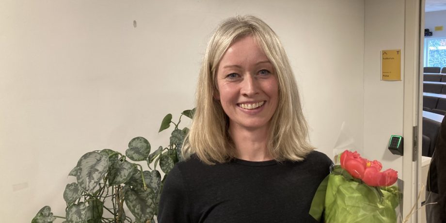 Maja Flåto på sin disputas 4. mai 2022 på OsloMet. Foto: Jardar Sørvoll
