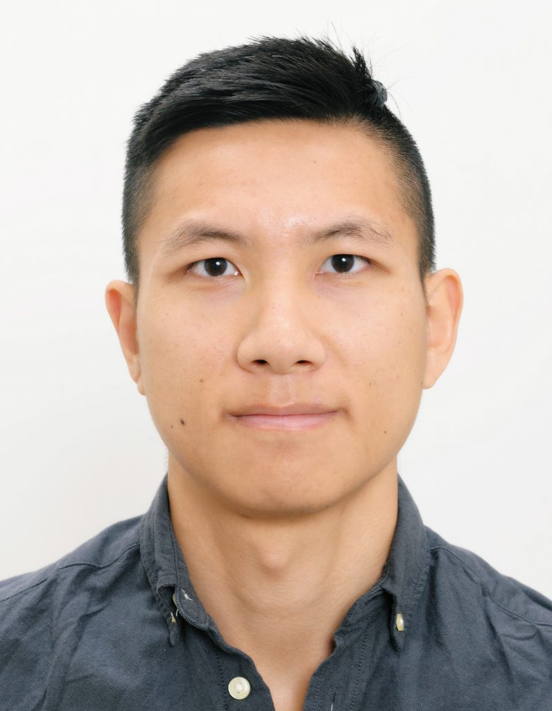 Biao He's passport size photo with white background