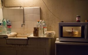 plastic bottles next to a sink