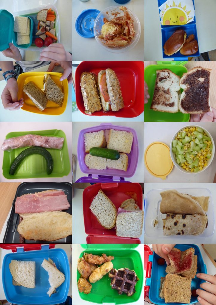 Title : “Lunch boxes at school in French-speaking Belgium”

The picture shows the diversity of ingredienst used by parents for the children’s lunch : from sweet to salty and sometimes, spicy!
During anthropological workshops organized by Mélanie and Élodie (researchers) with children, the latter learned how to reconsider what they eat at school and how they eat : do we all eat the same meals ? How do children eat at school in other border or distant countries ? Why is eating so important?
Credit: Élodie Razy (F2G researcher) 