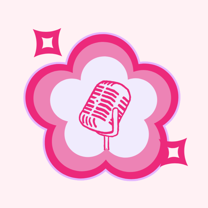 rosa bilde av mikrofon ob blomster logo