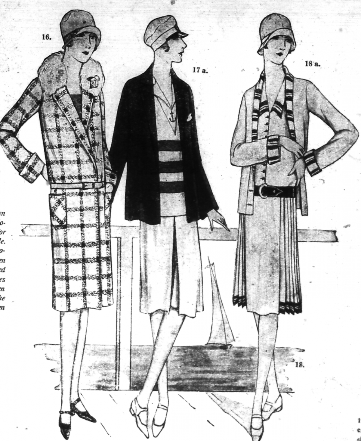 Tegninger av kvinner kledd for sport anno 1927