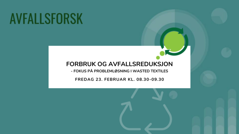 Forbruk og avfallsproduksjon plakat for webinaret