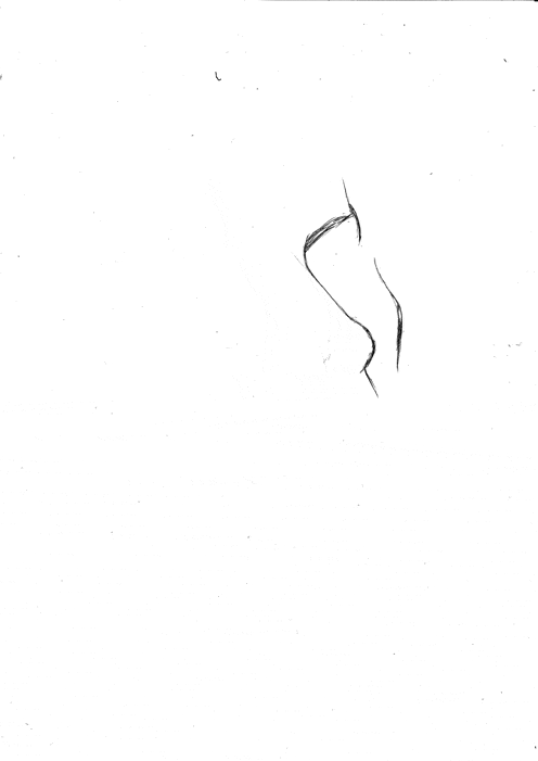 Animasjon av en tegneprosess, portrett av en kvinne, i tre fjerdedels vinkel.