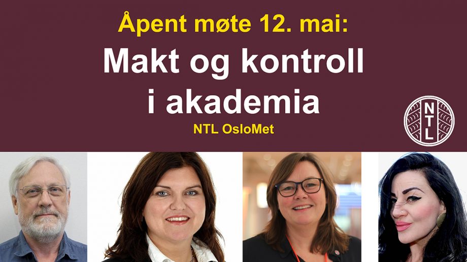Møteplakat med foto av innledere