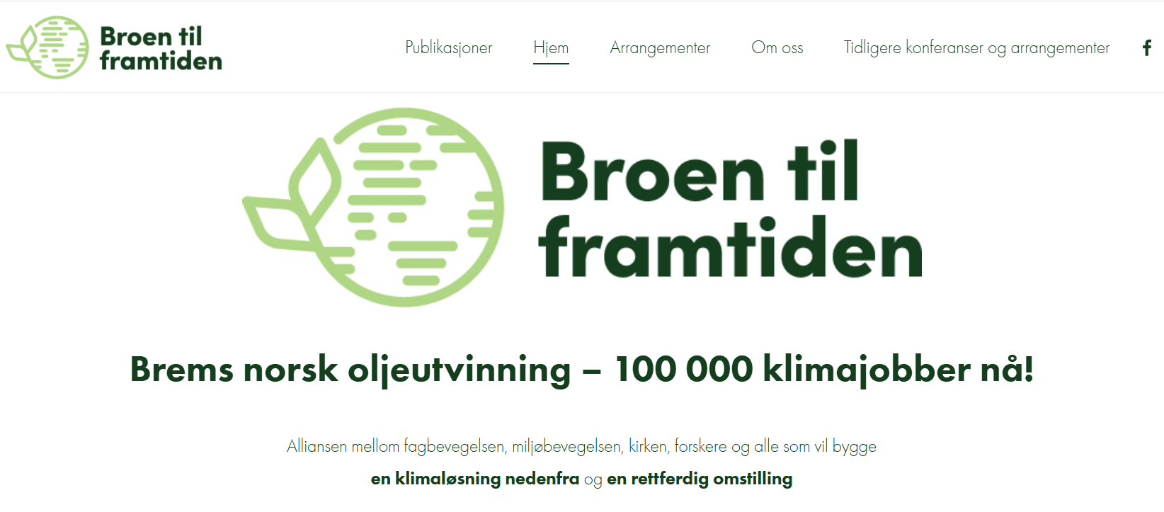 Utsnitt av konferansenettsiden med logo og tekst: Broen til framtiden