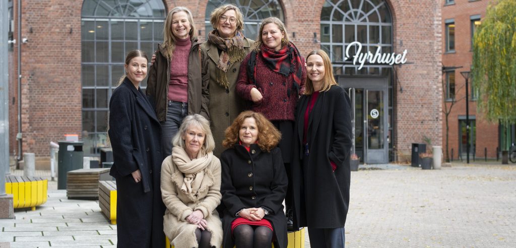 Forskarane Rikke Tokle, Ingrid Smette, Anja Bredal, Monika Rosten, Kari Stefansen og foran Jane Dullum og Elisiv Bakketeig.
