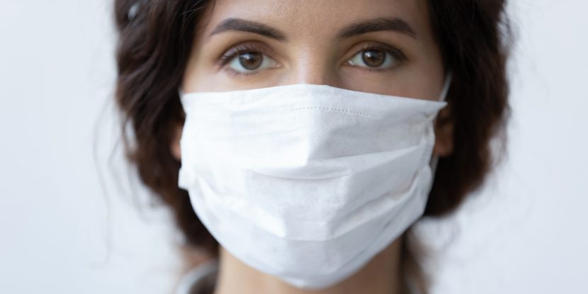 Close up portrait of woman wear face mask